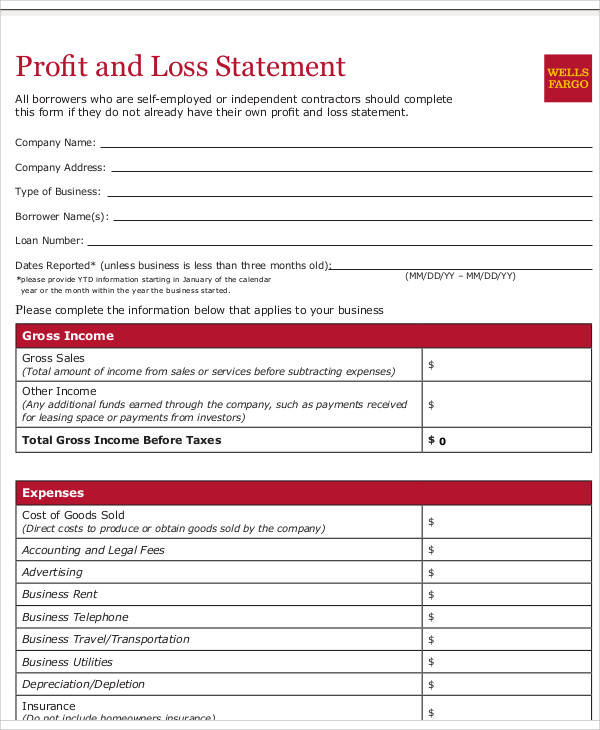 business profit and loss statement form2