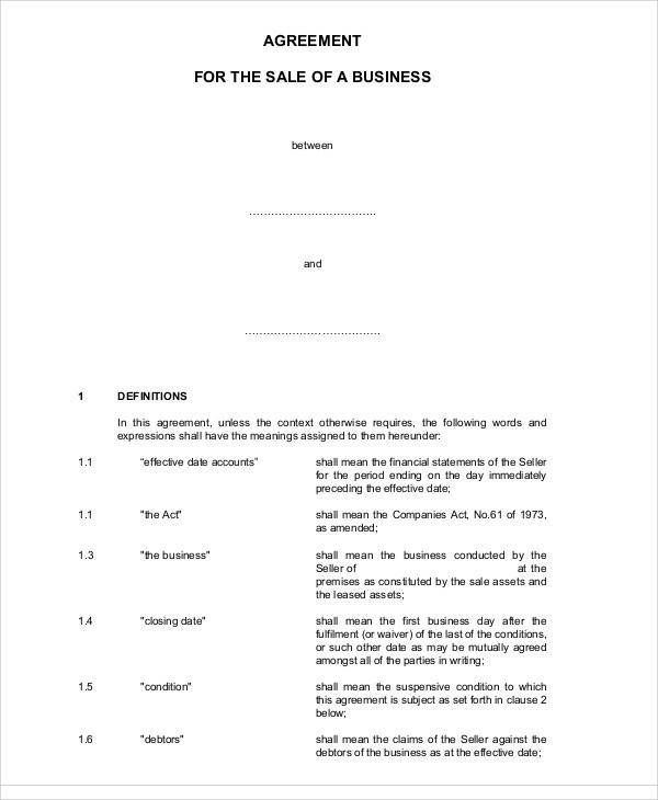 business sales contract agreement