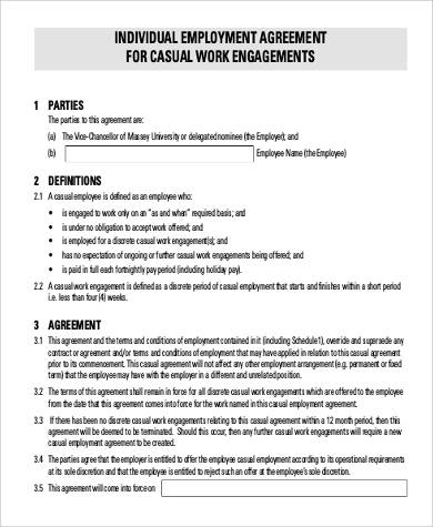 casual work employment agreement