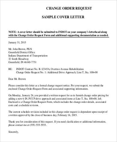 change order request cover letter
