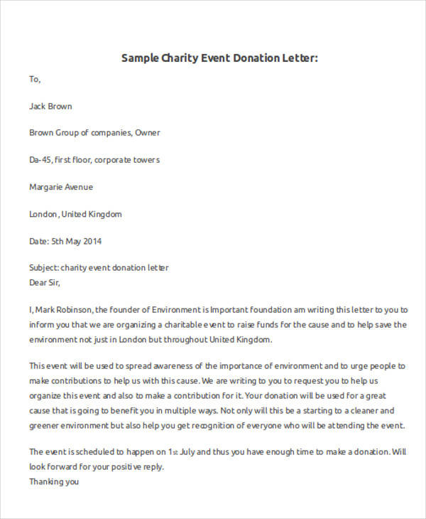 Sample Charity Donation Request Letter Template Free - vrogue.co