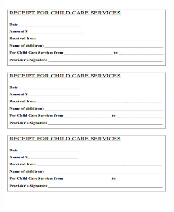 child care service receipt form