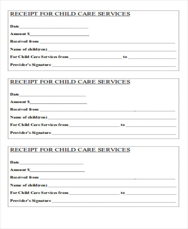 child care expenses receipt template