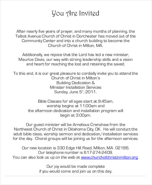 church inauguration invitation letter1