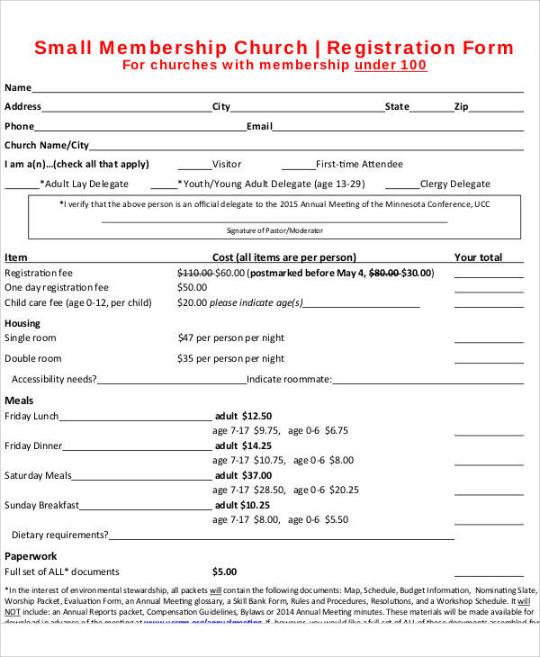 church membership registration form