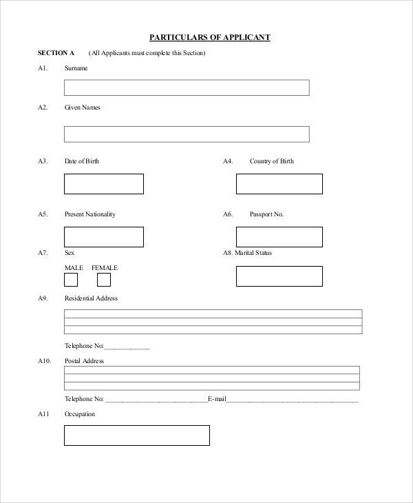 citizenship application form sample