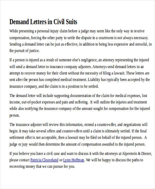 civil suit demand letter