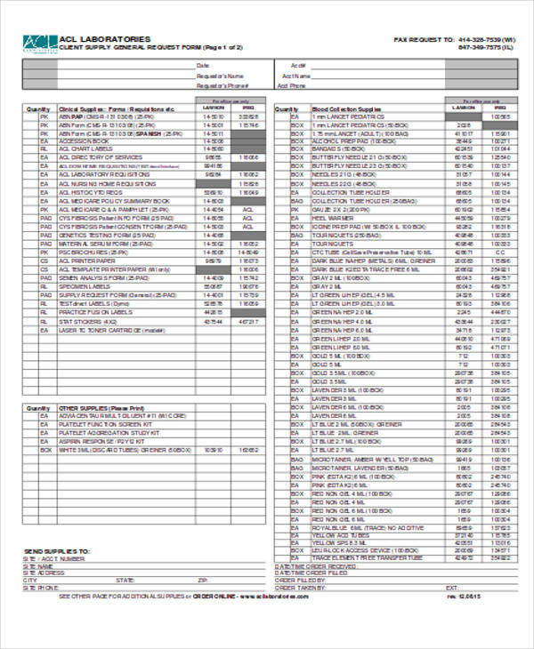 Printable Labcorp Supply Order Form Pdf Printable Word Searches