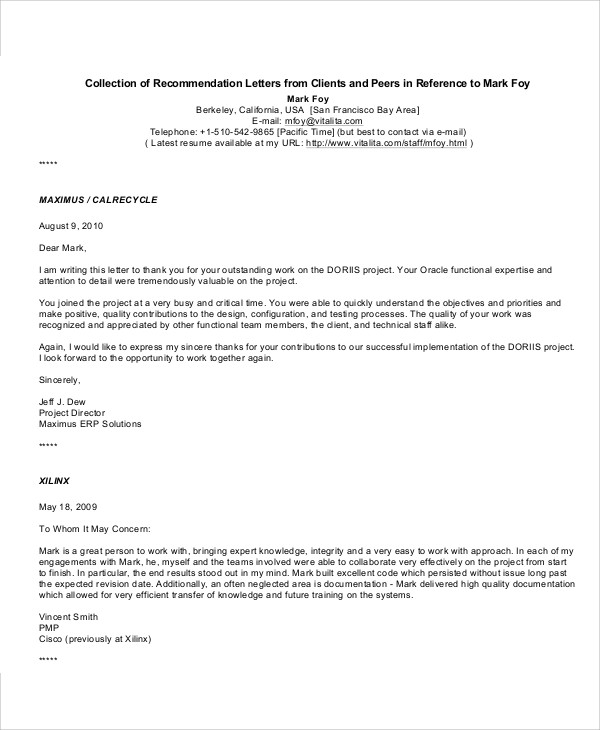 client reference letter sample