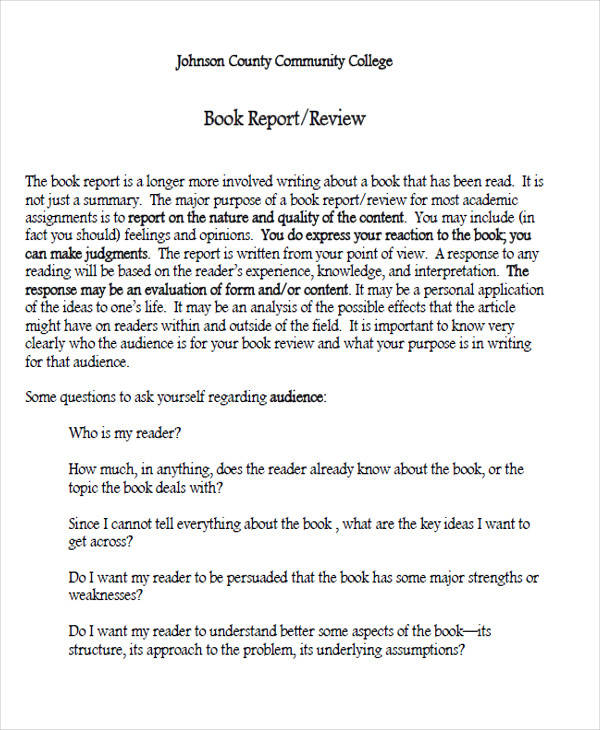 college book report sample