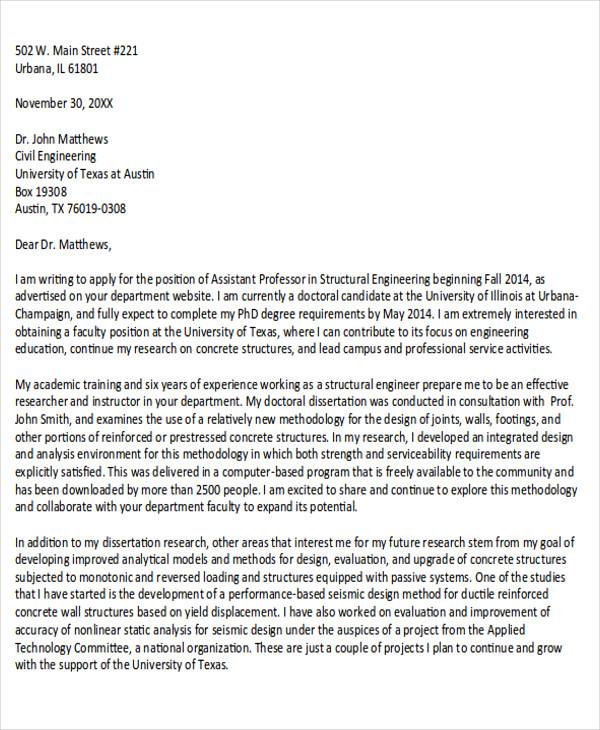 Application letter to professor