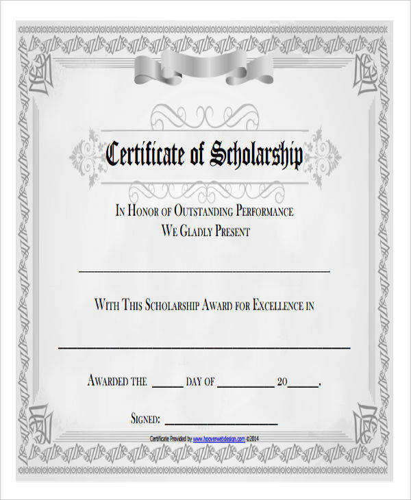 scholarship award certificate template free