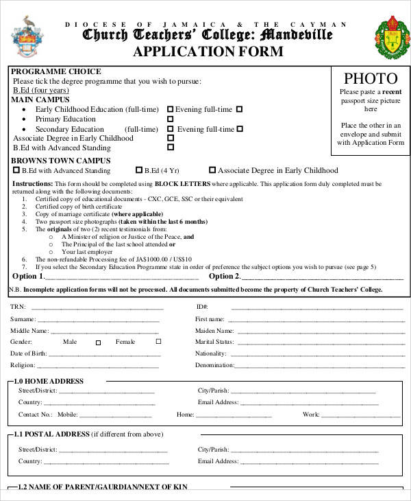 college teacher application form