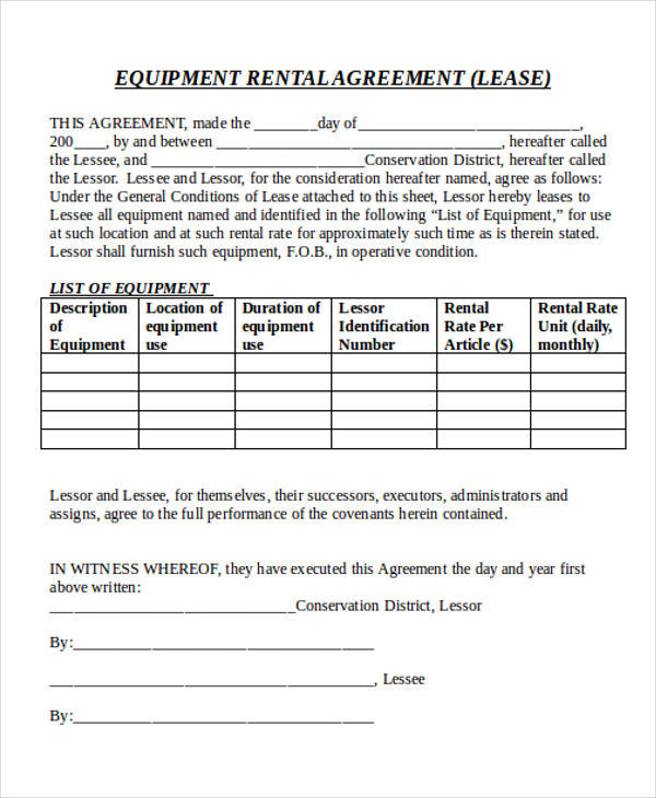 commercial equipment rental lease agreement3
