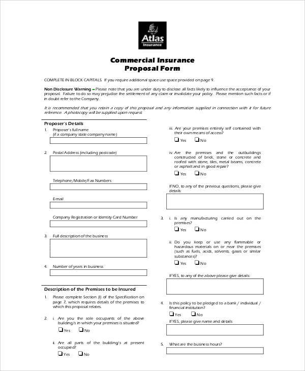 commercial insurance proposal form1