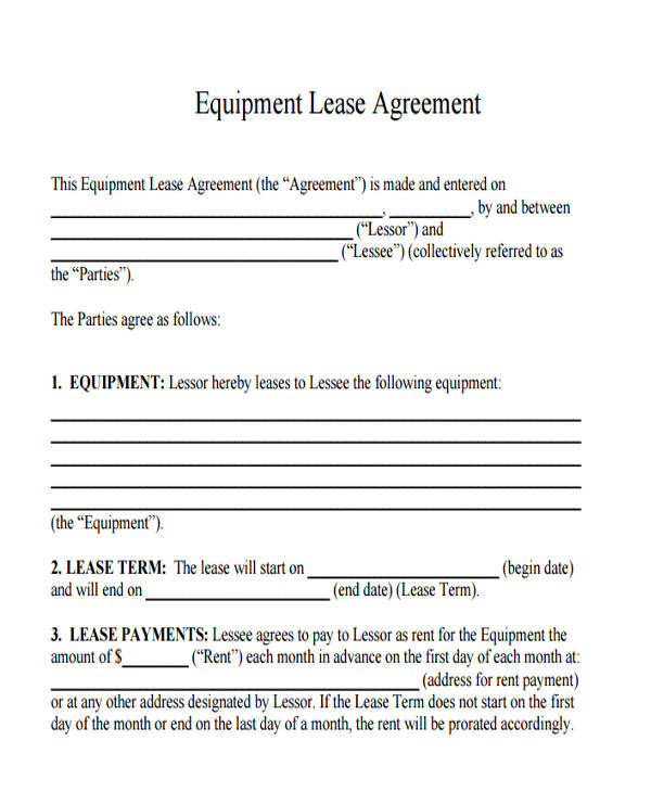 commercial office equipment lease agreement