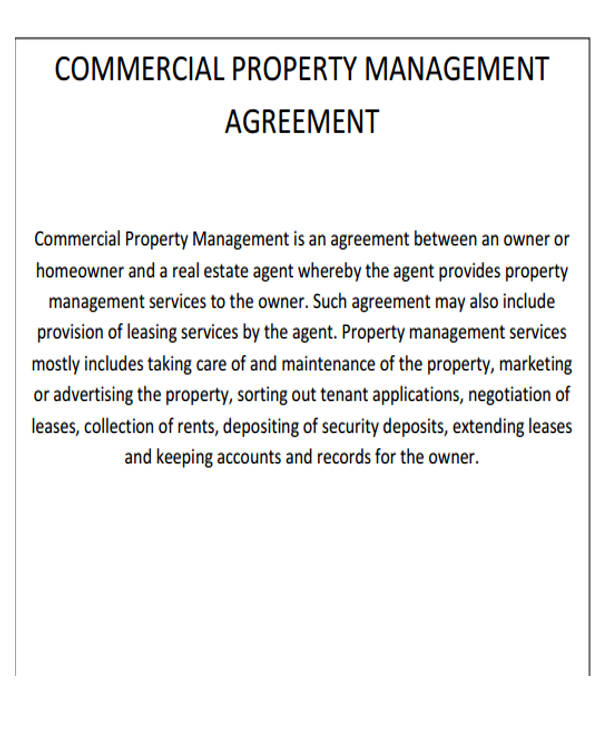 commercial property management lease agreement
