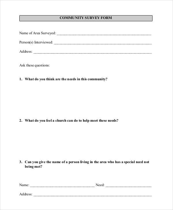 community survey form example