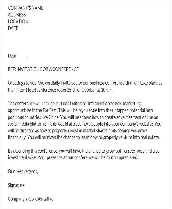 company conference invitation letter