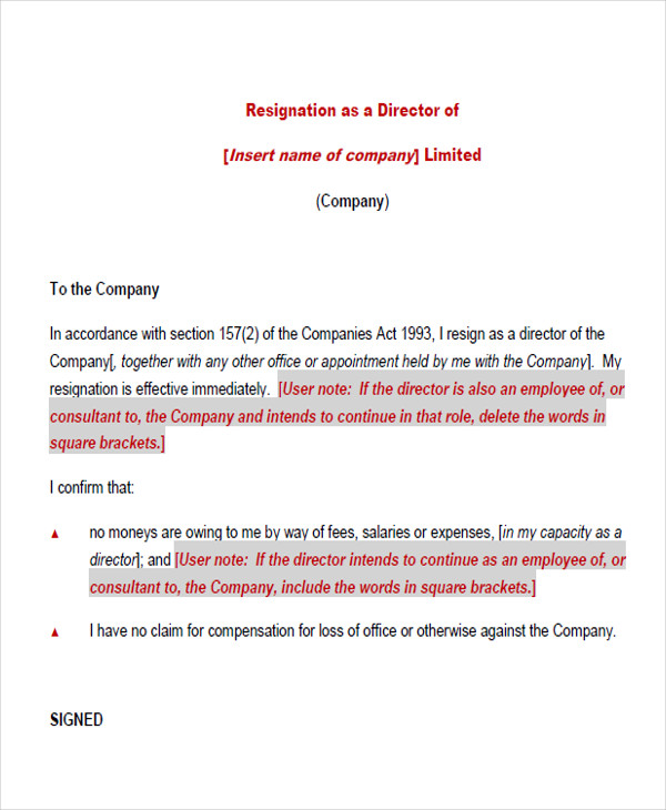 company director resignation letter2