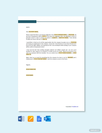 company employee resignation letter template