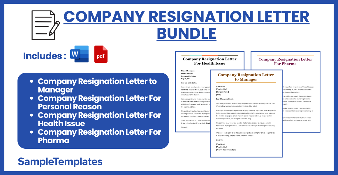 company resignation letter bundle