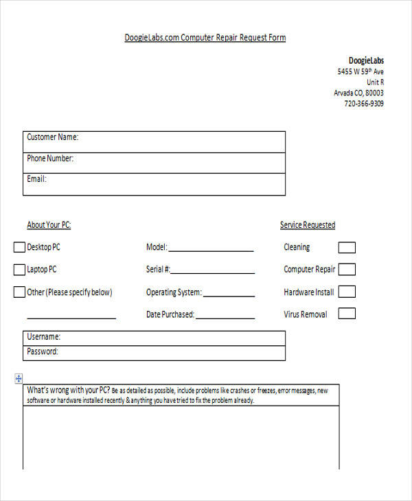 FREE 23 Service Forms In MS Word