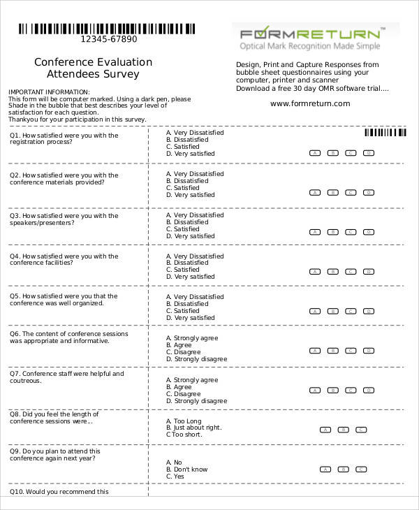 conference evaluation attendees survey form