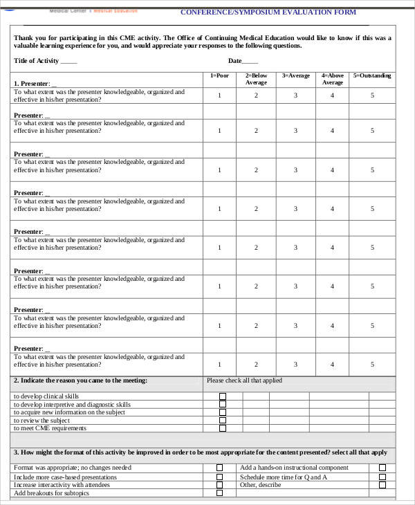 conference evaluation form sample