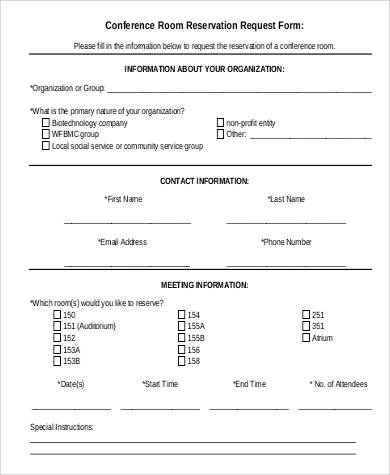 conference room reservation request form