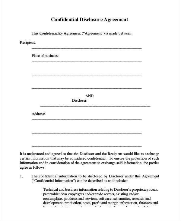 confidentiality disclosure agreement1