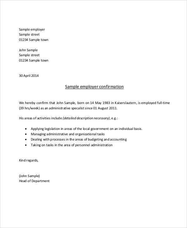 50+ Sample Employment Letters  Sample Templates