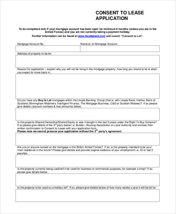 consent to lease application form