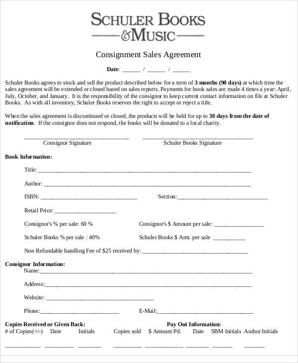 consignment sales agreement