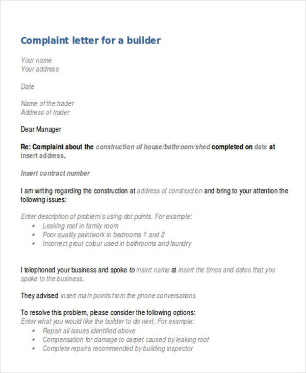 construction defect complaint letter1