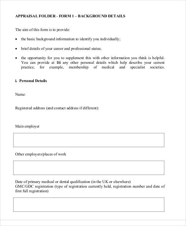 consultant appraisal form example