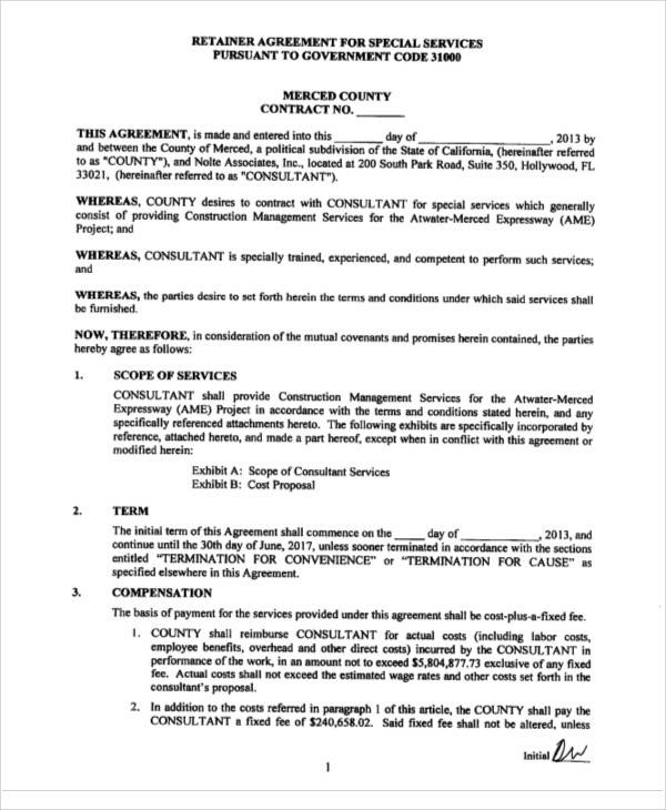 consulting services retainer agreement form