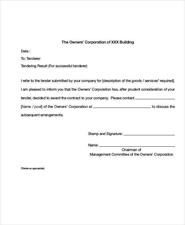 contract award thank you letter