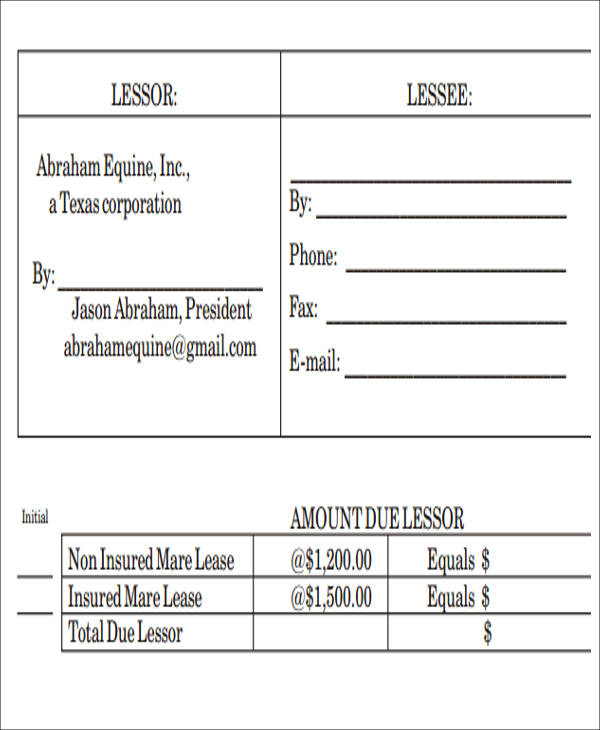 contract lease payment due upon receipt