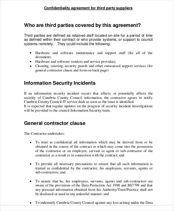 contractor confidentiality agreement