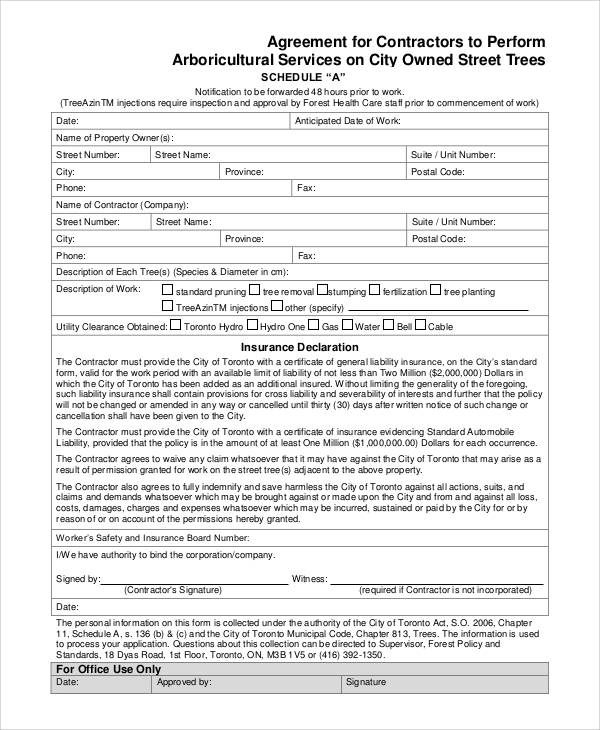 contractor services agreement form