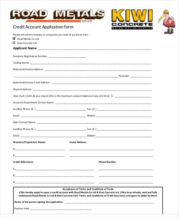 credit account application form2
