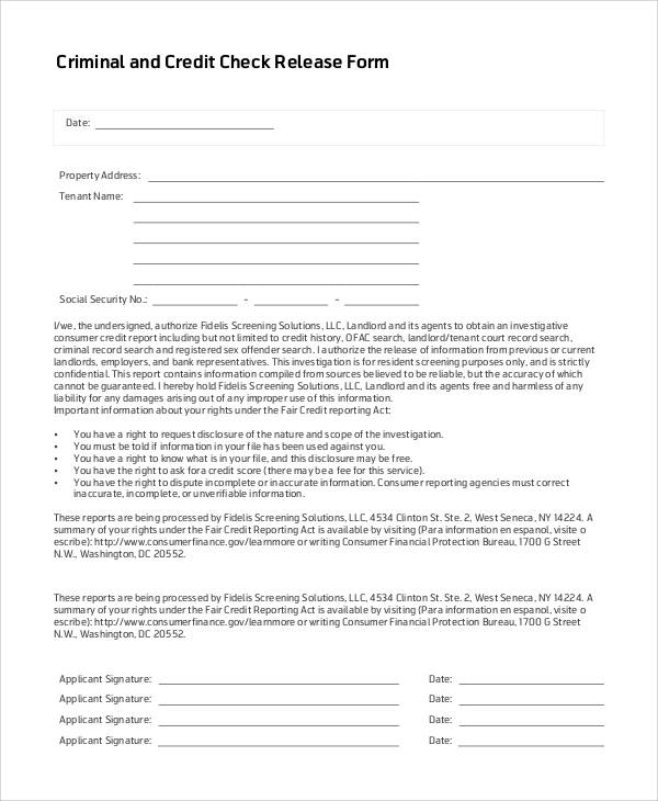 credit check release form