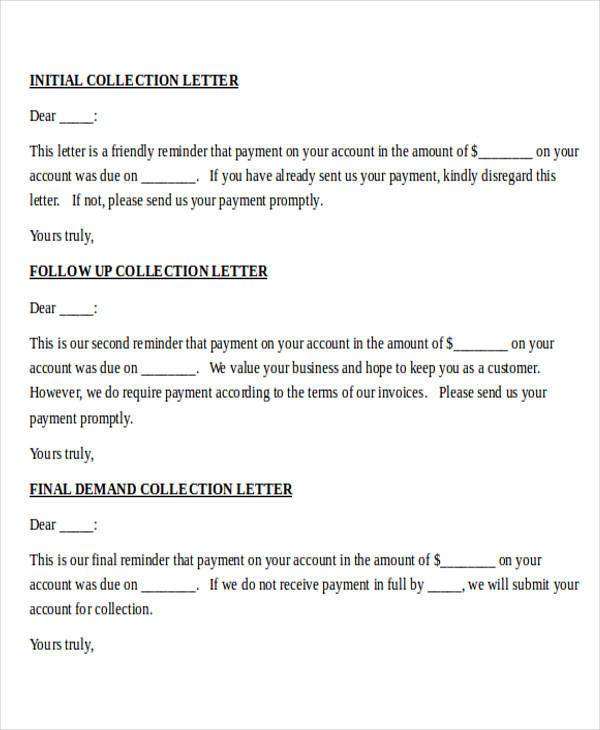 customer debt collection letter