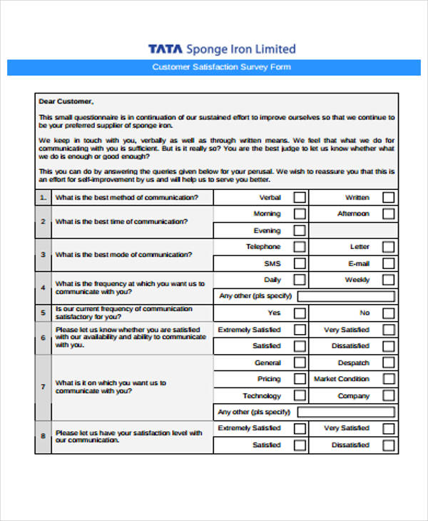 customer satisfaction survey form2