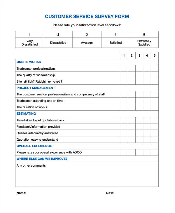 customer service survey form