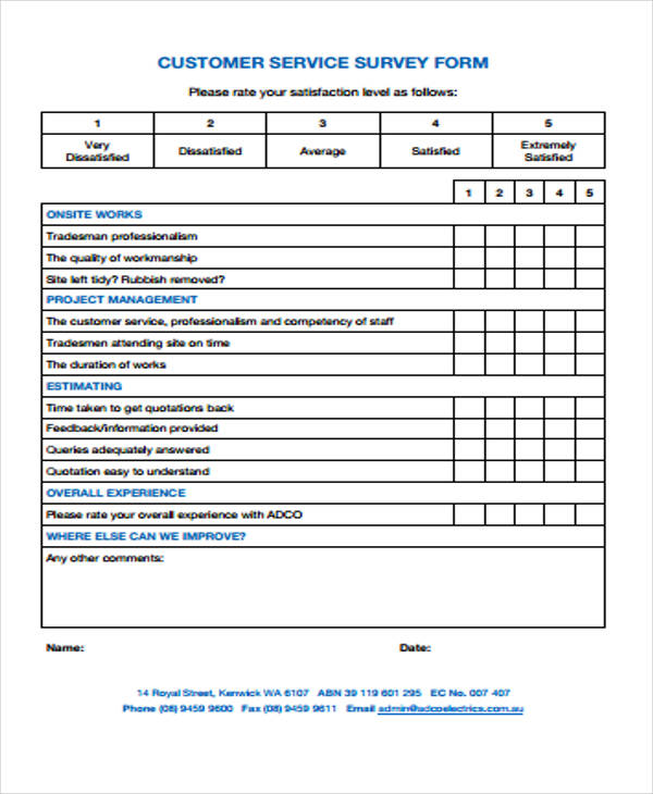 customer service survey form2
