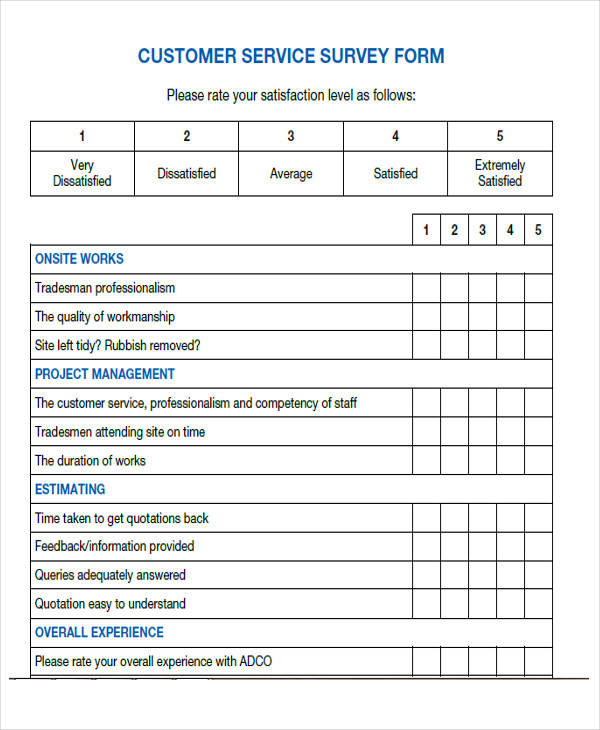 Free Printable Customer Survey Template