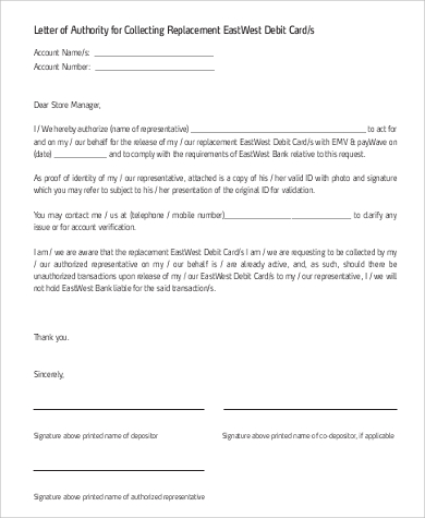 debit authorization letter example