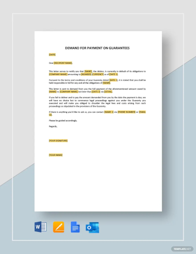 demand letter for payment on guarantees template